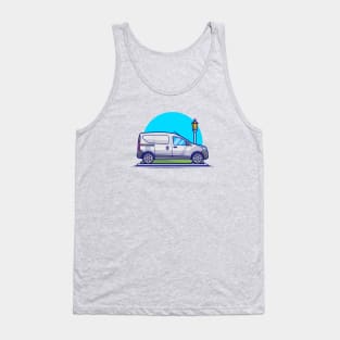 Car Van Cartoon Vector Icon Illustration Tank Top